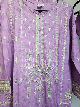 3 Piece - Embroidered cotton lawn suit with chiffon dupatta