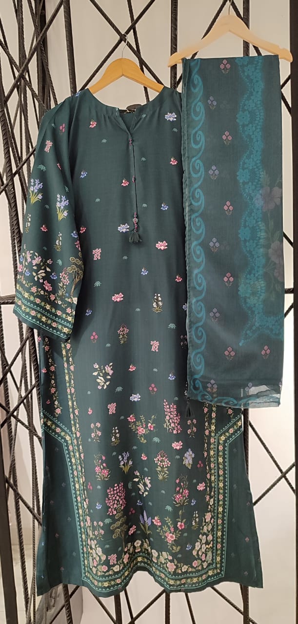 3 Piece - Sadabahar Printed Lawn Kaftan Suit INP-253