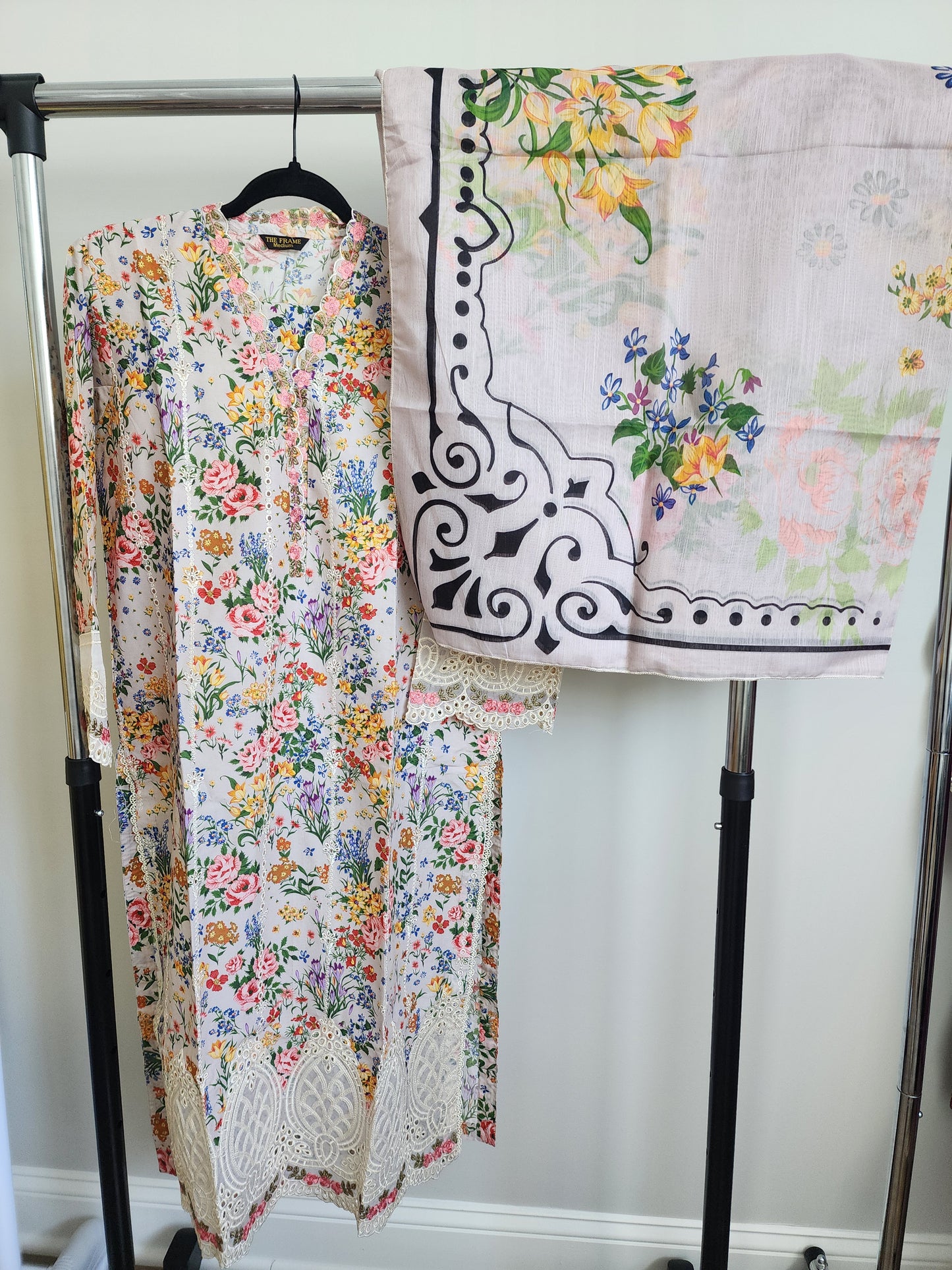 3 Piece - Chickenkari Embroidered Cutwork suit INU-312
