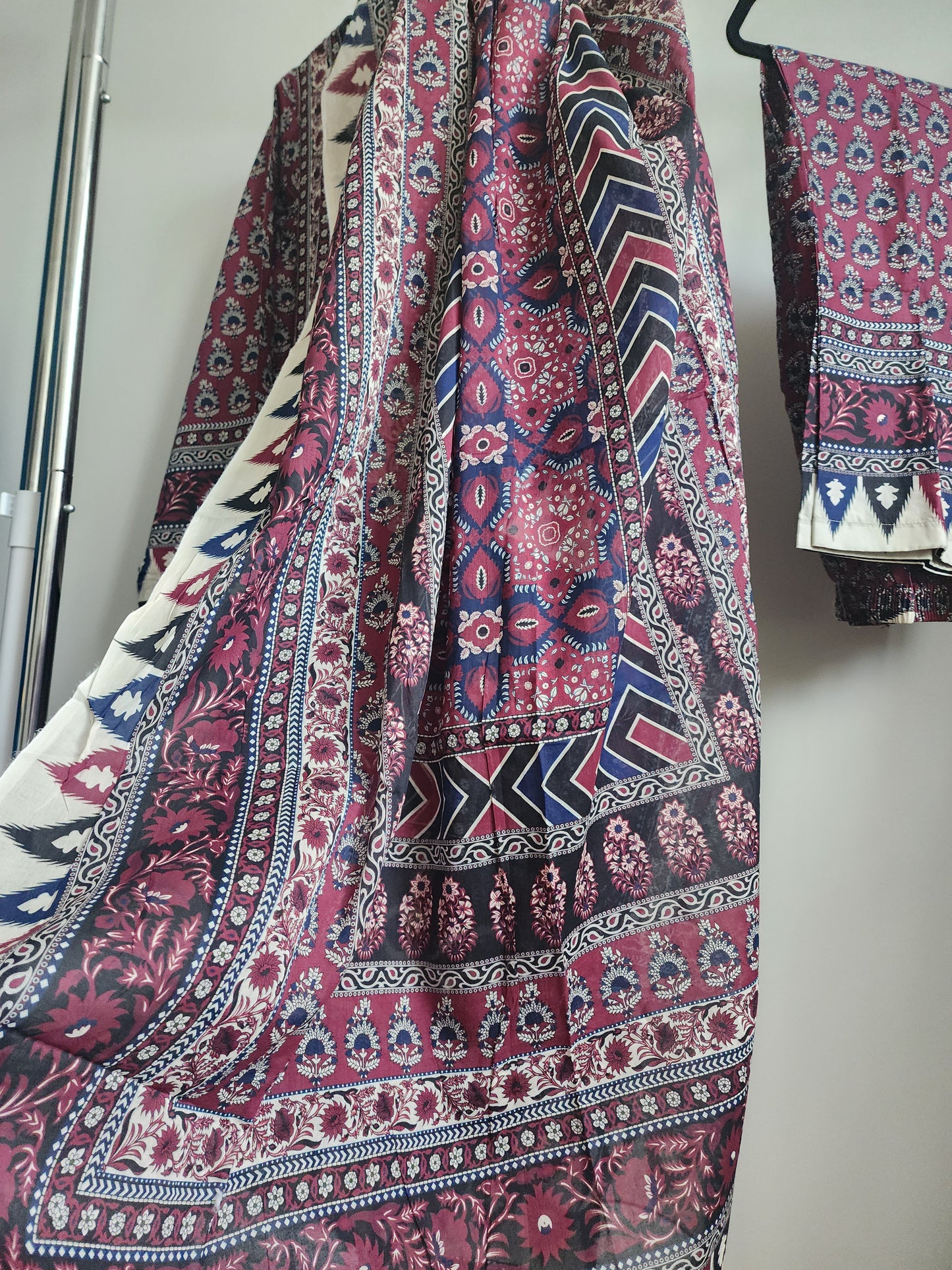 3 Piece - Embroidered ajrak design suit INU-309