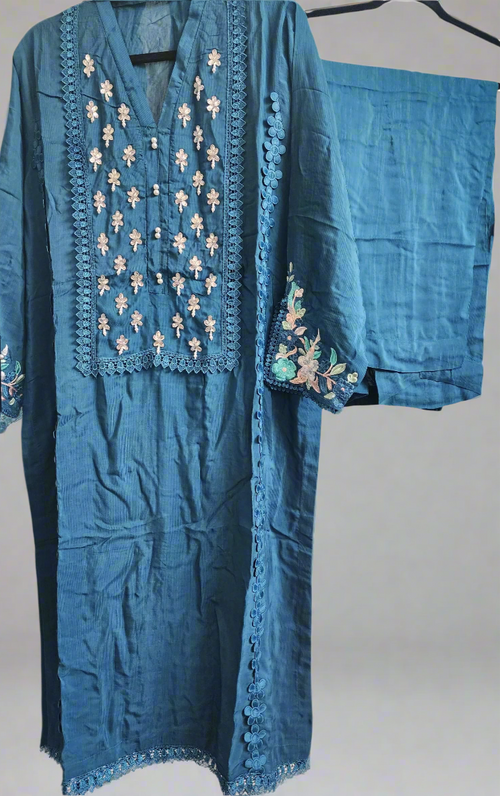 3 Piece - Rawsilk Embroidered with Handwork