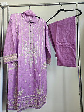 3 Piece - Embroidered cotton lawn suit with chiffon dupatta