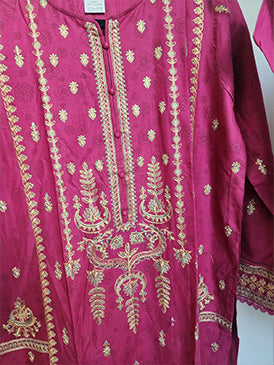 3 Piece - Embroidered cotton lawn suit with chiffon dupatta