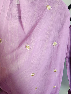 3 Piece - Embroidered cotton lawn suit with chiffon dupatta