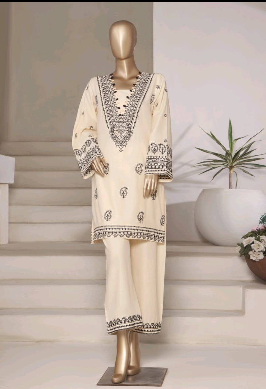 2 Piece - Sadabahar Embroidered Cotton Shirt + Trouser INP-215