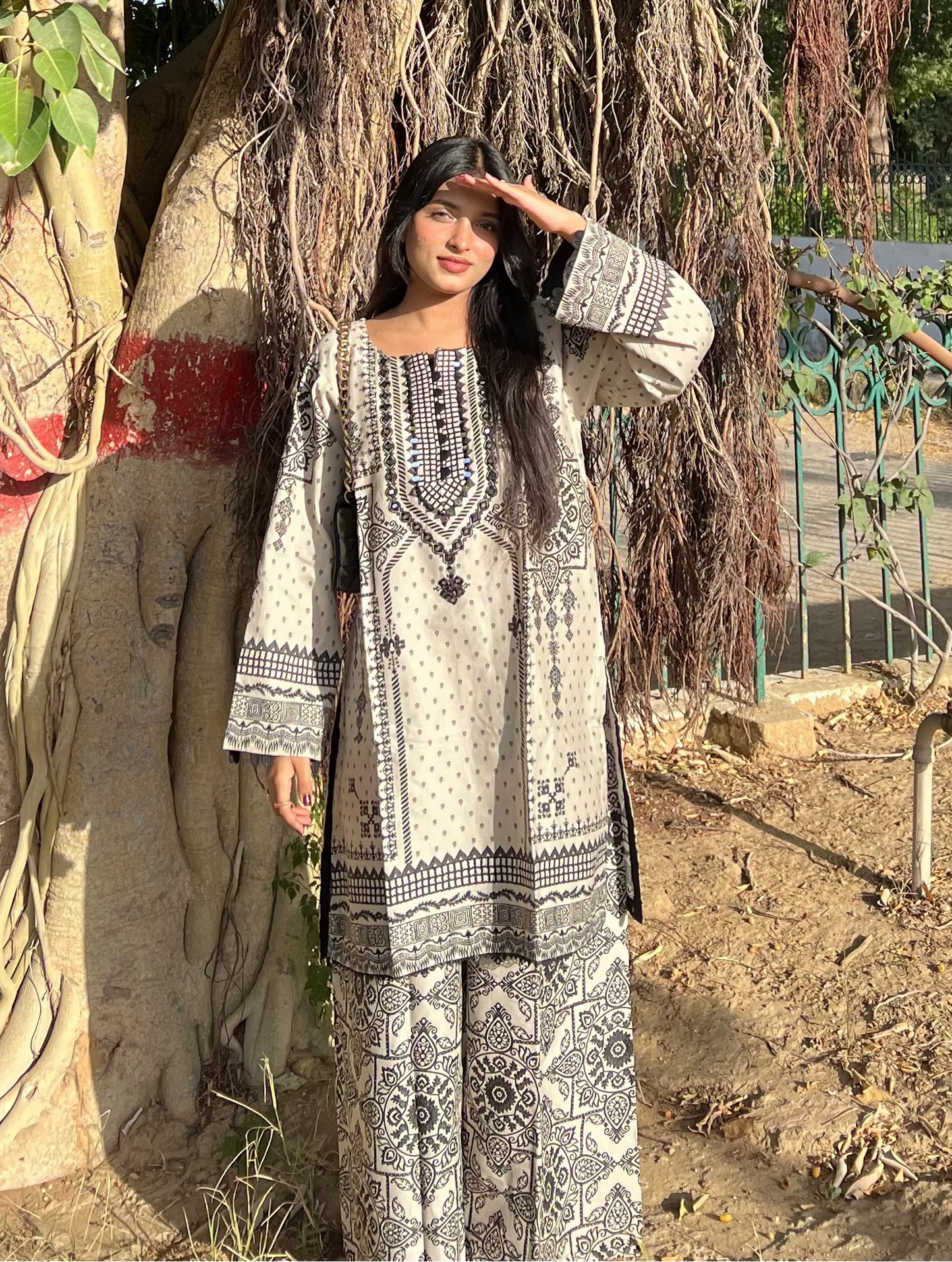 2 Piece - Embroidered Kotrai Cotton Shirt + Plazo INP-229