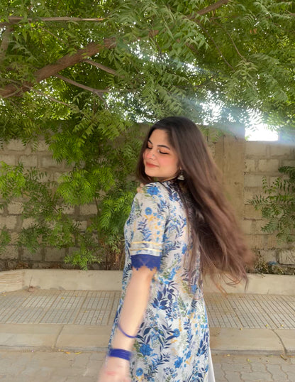 3 Piece - Pure Lawn Printed Shirt + Plazzo + Dupatta INU-222