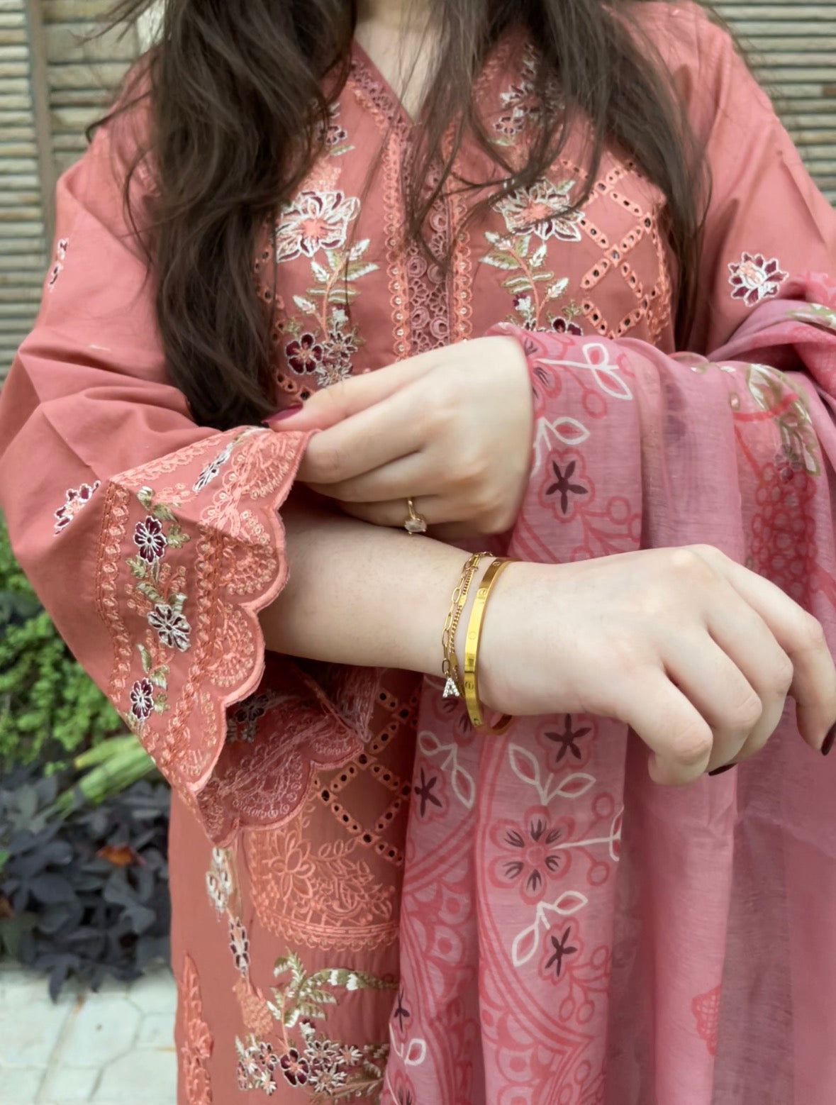 3 Piece - Cotton lawn embroidered shirt + trouser + dupatta INU-225