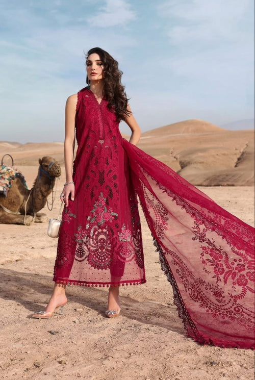 3 Piece - Cotton Embroidered with Organza Dupatta INU-311