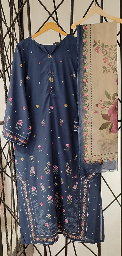 3 Piece - Sadabahar Printed Lawn Kaftan Suit INP-237