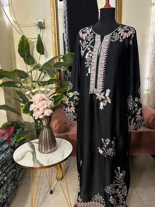 3 Piece - Silk Kaftan Shirt + Dupatta + Trouser INP-240
