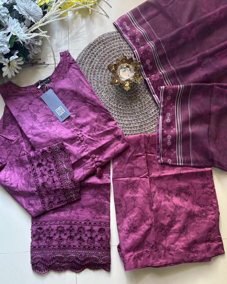 3 Piece - Sadabahar Embroidered Luxury Lawn INP-241