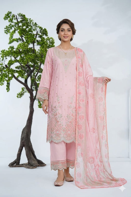 3 Piece - Binsaeed Embroidered Luxury Lawn INP-244