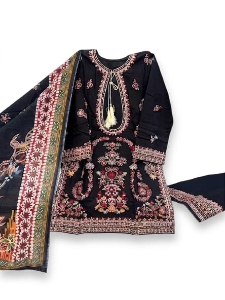 3 Piece - Cotton Embroidered Farshi Shalwar Set INP-246