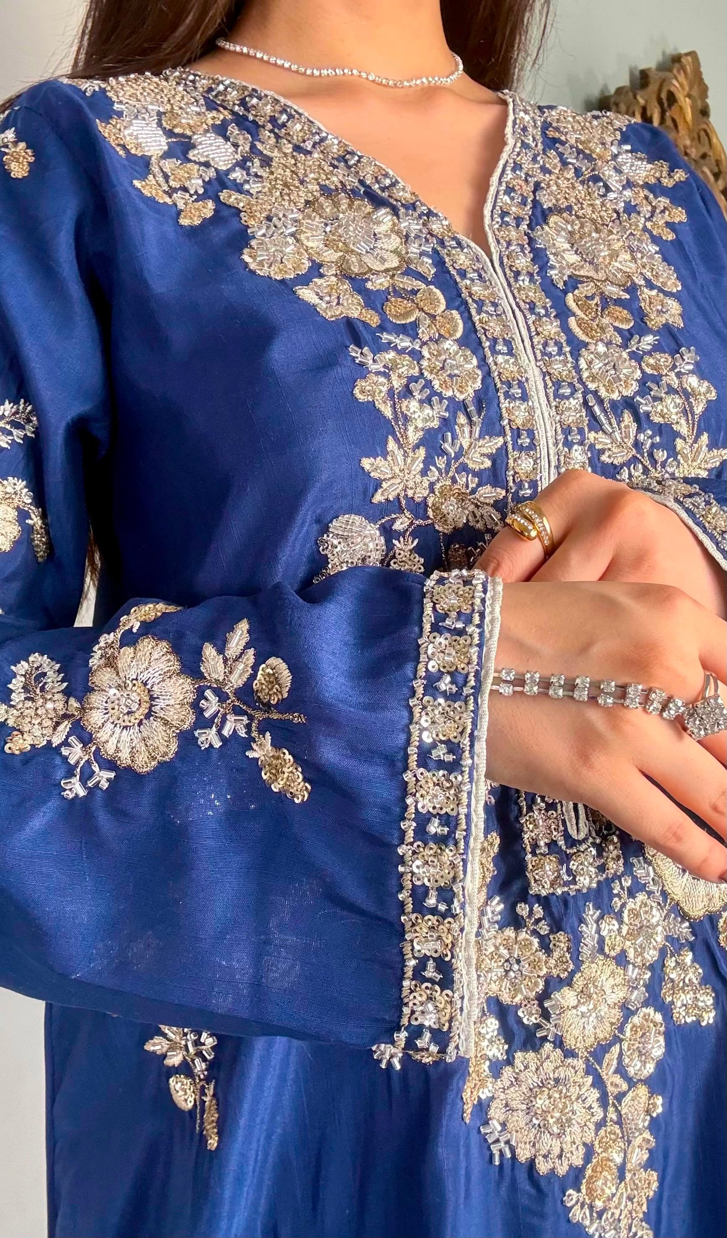 2 Piece - Pure Viscose Embroidered Kaftan Set INP-282