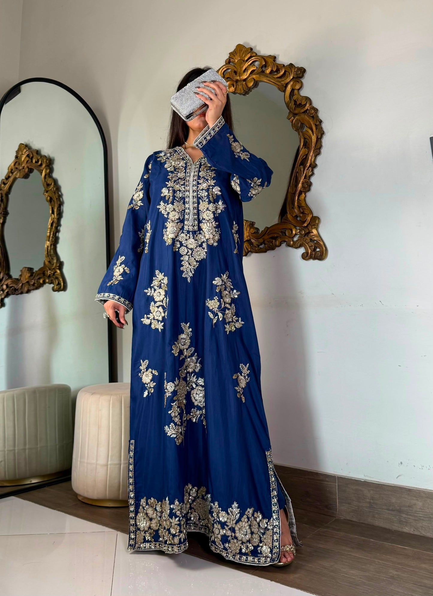 2 Piece - Pure Viscose Embroidered Kaftan Set INP-282
