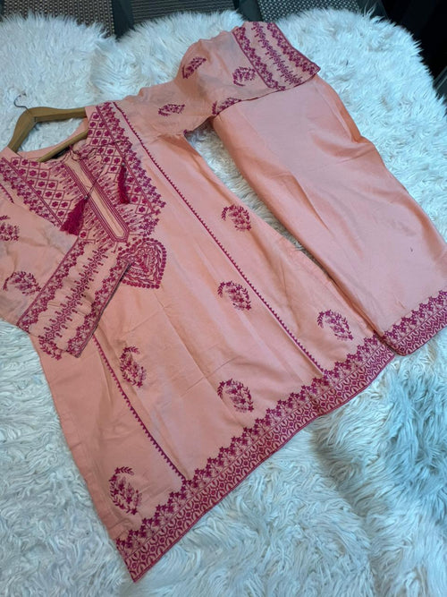 2 Piece - Embroidered Cotton Lawn Shirt + Farshi Plazzo INP-236