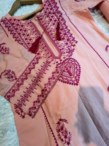 2 Piece - Embroidered Cotton Lawn Shirt + Farshi Plazzo INP-236