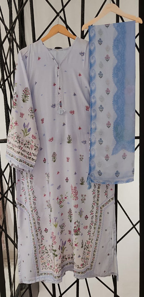 3 Piece - Sadabahar Printed Lawn Kaftan Suit INP-238