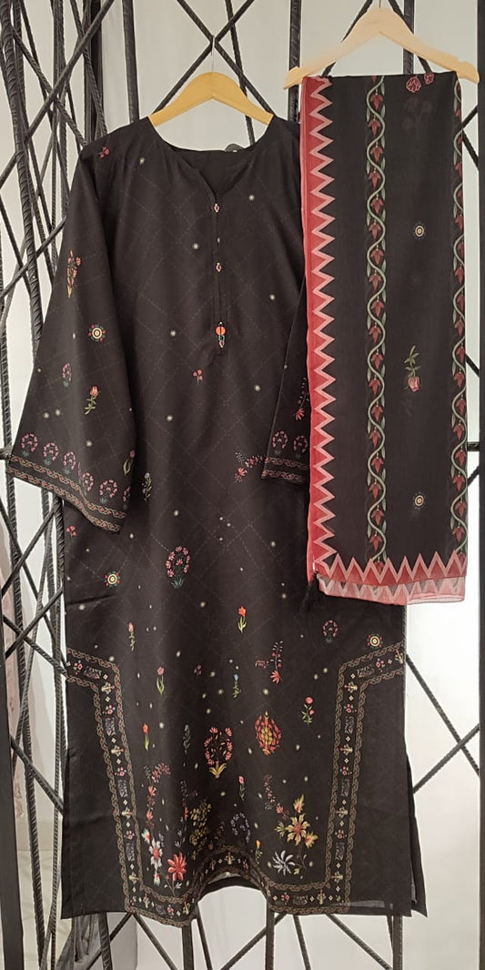 3 Piece - Sadabahar Printed Lawn Kaftan Suit INP-239