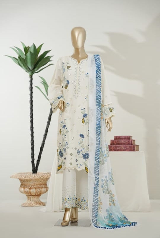 3 Piece - Binsaeed Embroidered Luxury Lawn INP-245