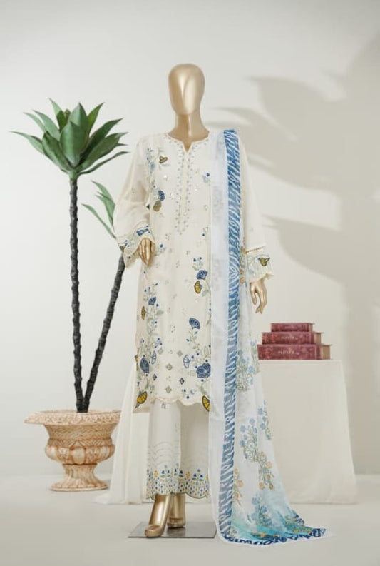 3 Piece - Binsaeed Embroidered Luxury Lawn INP-245