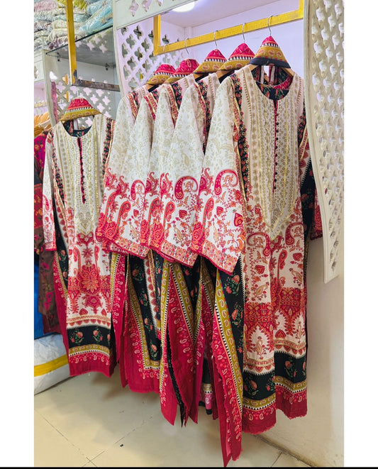 3 Piece - Inspired Printed Lawn Kaftan Suit INP-251