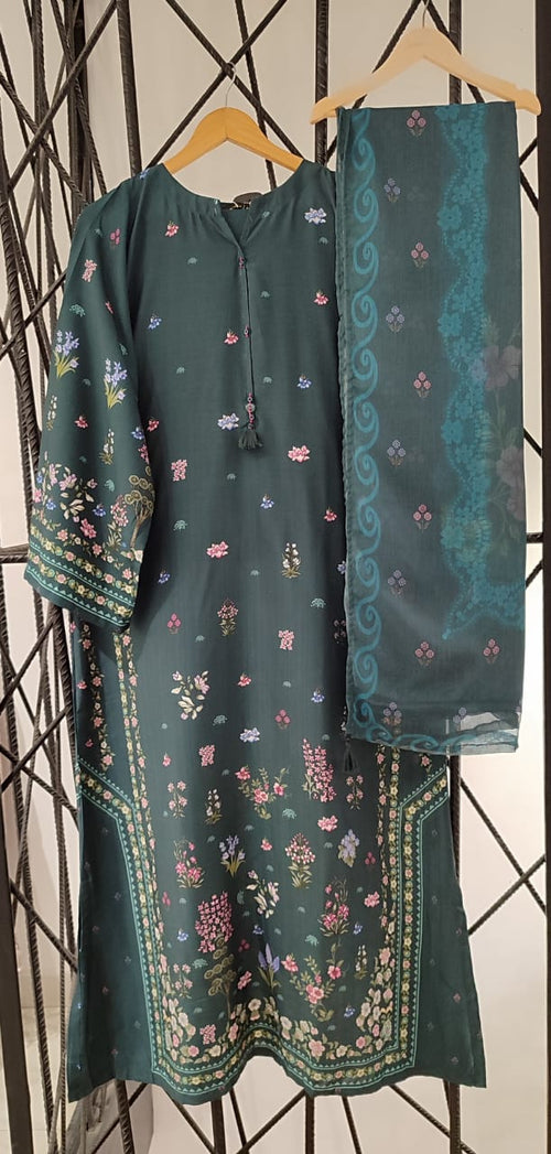 3 Piece - Sadabahar Printed Lawn Kaftan Suit INP-253