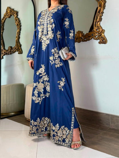 2 Piece - Pure Viscose Embroidered Kaftan Set INP-282