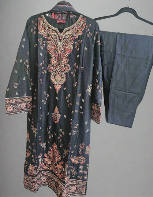 3 Piece - Binsaeed embroidered lawn suit (INP-208)